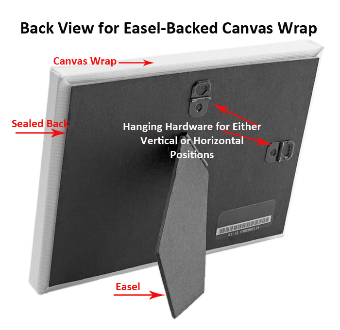 Back View Easel Backed Canvas Wrap with Product Features